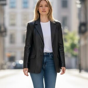 Vintage Luis Alvear ~ Women’s 100% Genuine Soft Leather Black Jacket ~ Size L